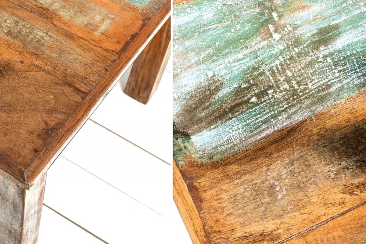 Mesa de centro de madera maciza Casa Padrino Designer Multicolor 60 x H. 45 cm - Madera maciza - Mesa de salón