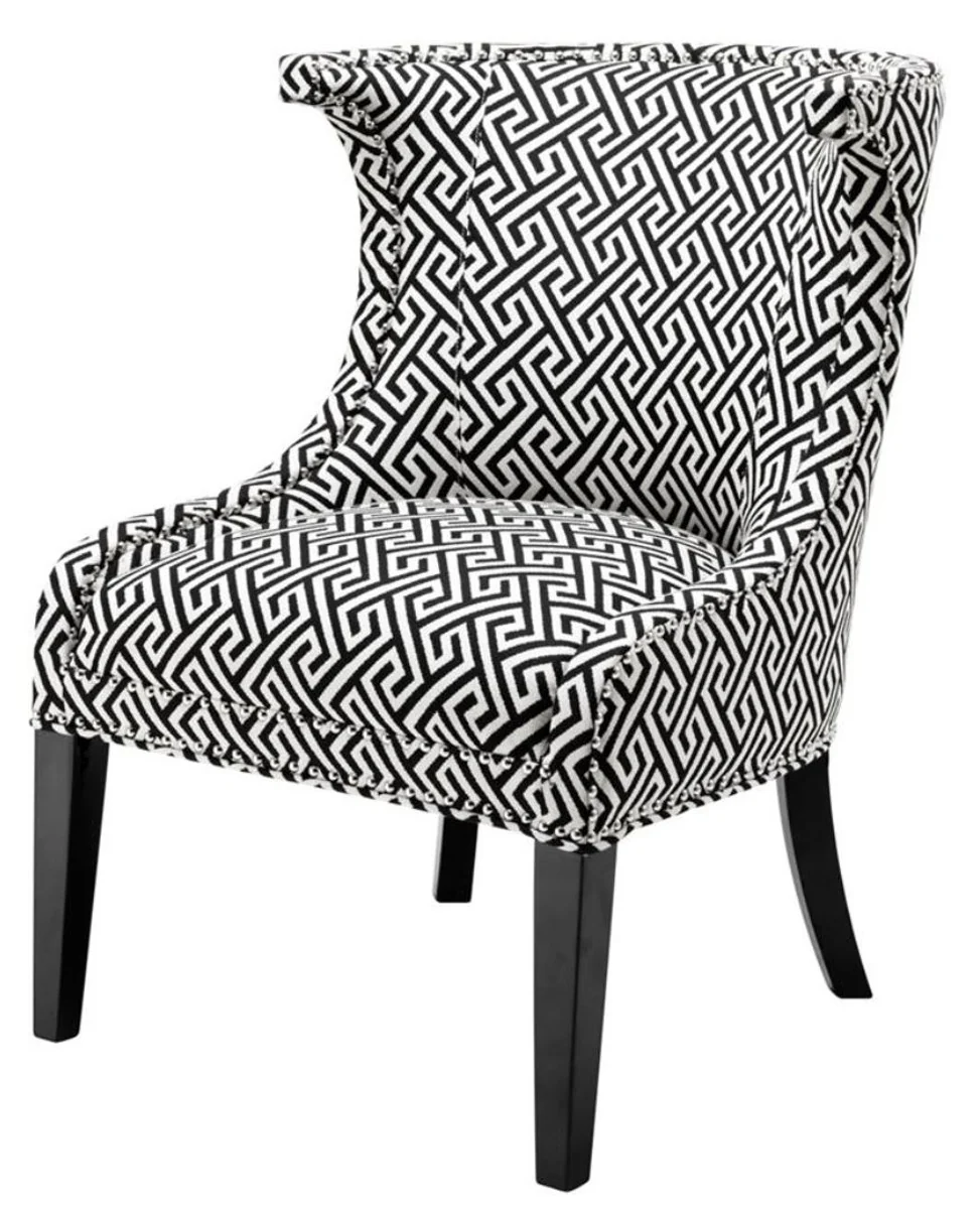 Casa Padrino sillón en negro / blanco 66 x 60 x H. 91 cm - sillones de lujo