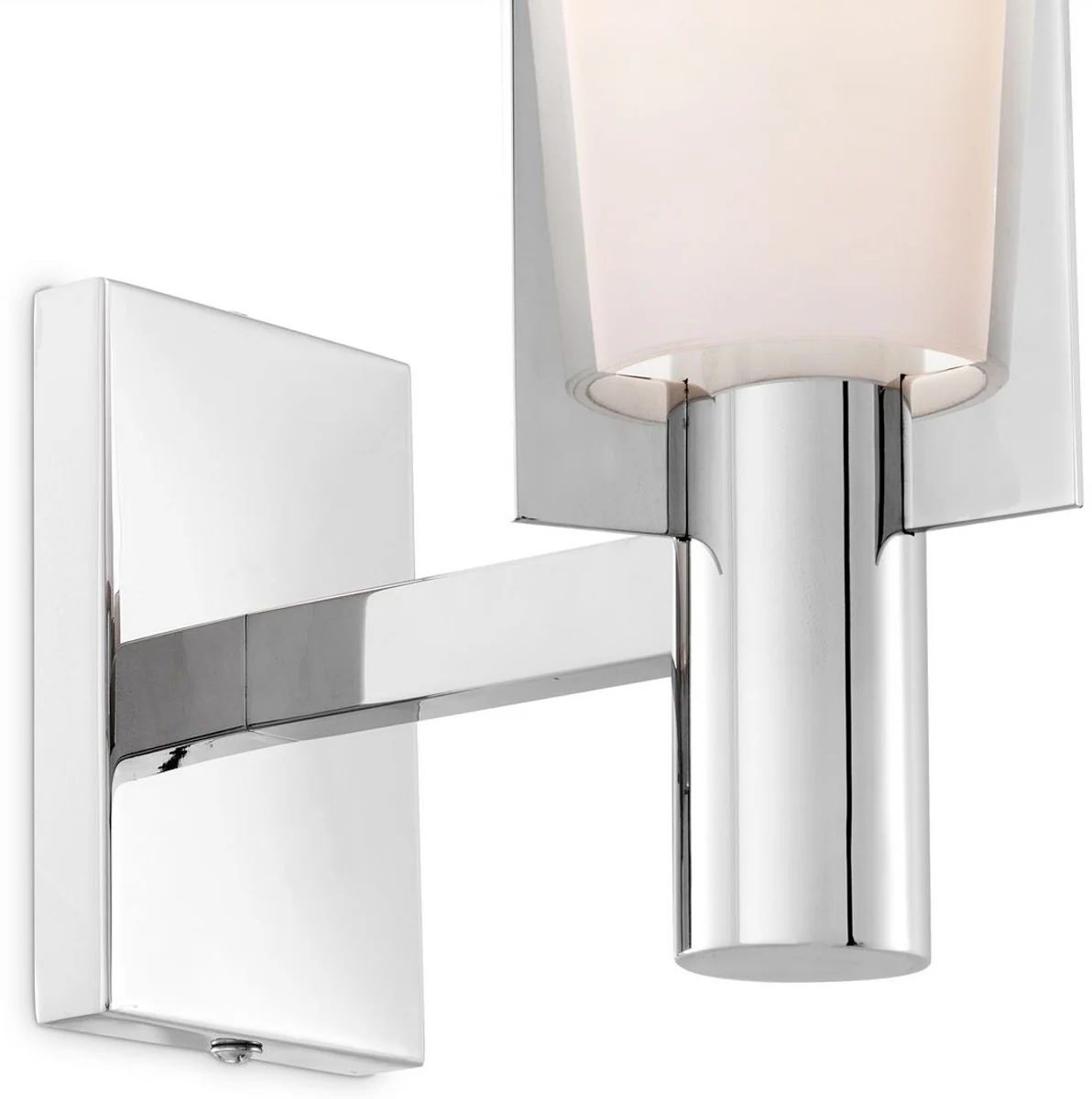 Casa Padrino lámpara de pared de lujo plata / blanco 13 x 19 x A. 40,5 cm - Elegante aplique de metal con pantalla de vidrio - Lámparas de Lujo