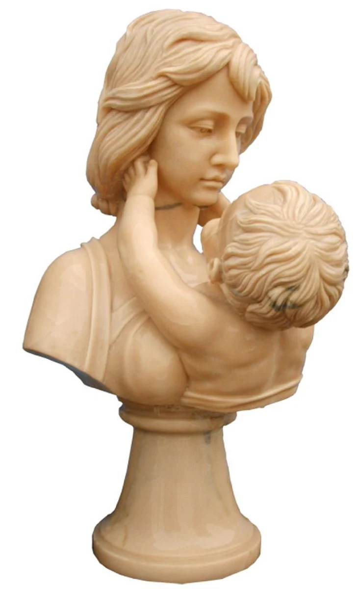 Casa Padrino busto de mármol Art Nouveau de lujo mujer con niño beige A. 65 cm