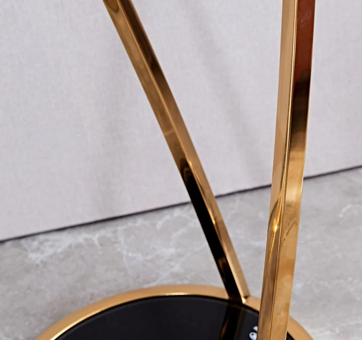 Casa Padrino mesa auxiliar de lujo oro / negro ? 35 x A. 90 cm - Mesa floral redonda de acero inoxidable con tapas de cristal tintado - Muebles de sal¨®n - Muebles de lujo