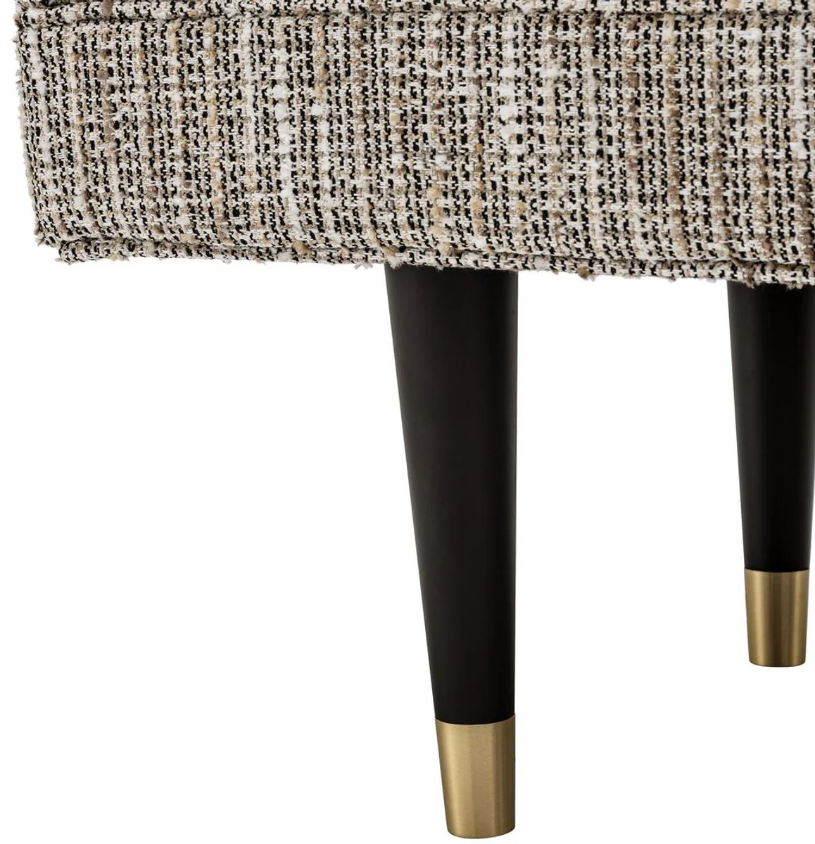 Casa Padrino banco de lujo beige / negro / lat¨®n 134 x 50 x A. 45 cm - Banco tapizado de madera maciza - Muebles de Sala de Estar - Muebles de Hotel - Colecci¨®n de Lujo