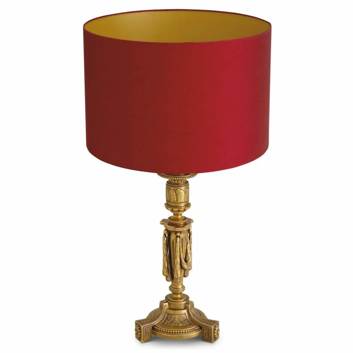 Casa Padrino L¨¢mpara de Mesa Barroco de Lujo Oro Antiguo / Rojo Al. 83,5 cm - L¨¢mpara de Escritorio Barroco