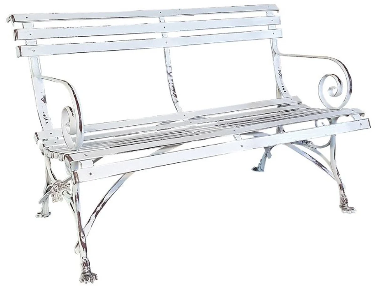 Casa Padrino Banco de Jardín Art Nouveau 120 cm - Diferentes Colores - Banco de Hierro Forjado Hecho a Mano - Muebles de Jardín