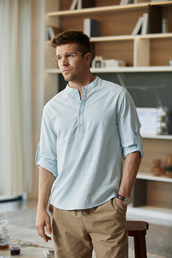 Cotton Linen Plain Color Casual Long Sleeve Shirt