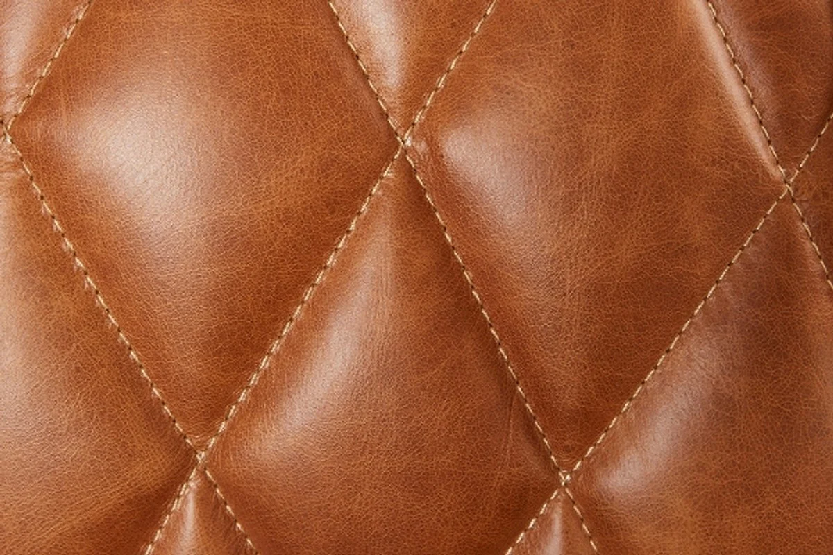 Casa Padrino genuine leather club armchair light brown / silver 75 x 89 x H. 70 cm - Luxury Collection