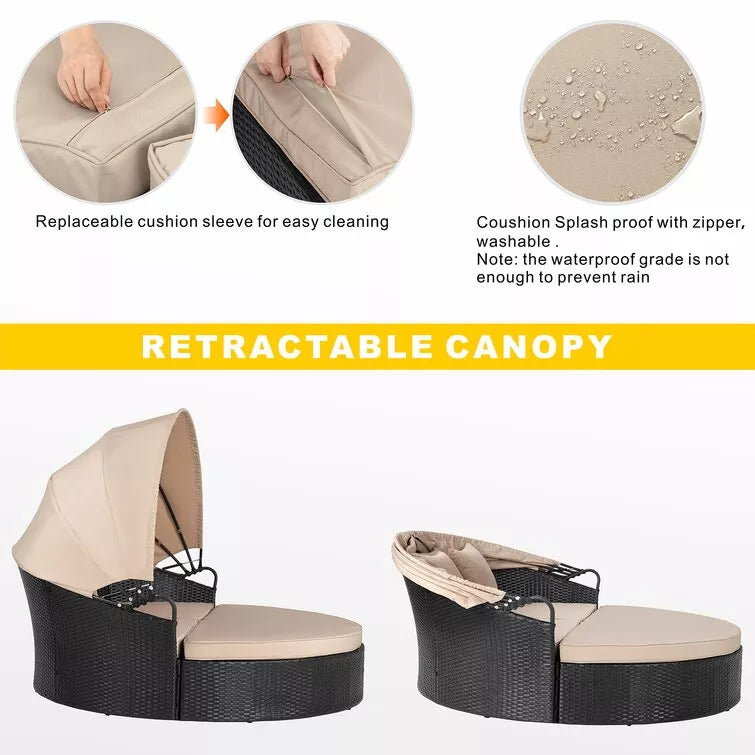 66'' Wide Outdoor Wicker Patio Daybed with Cushions