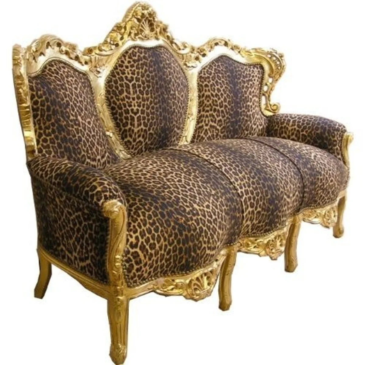 Casa Padrino Baroque sofa Leopard / Gold - Furniture Antique Baroque style Tiger Leo couch