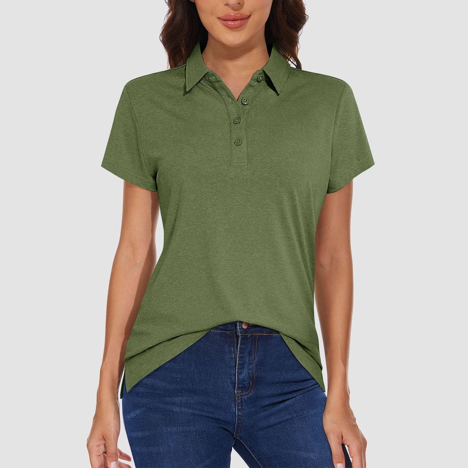 Women's Polo T-shirt 4 Buttons Casual T-Shirts Quick Dry Short Sleeve Golf Shirt