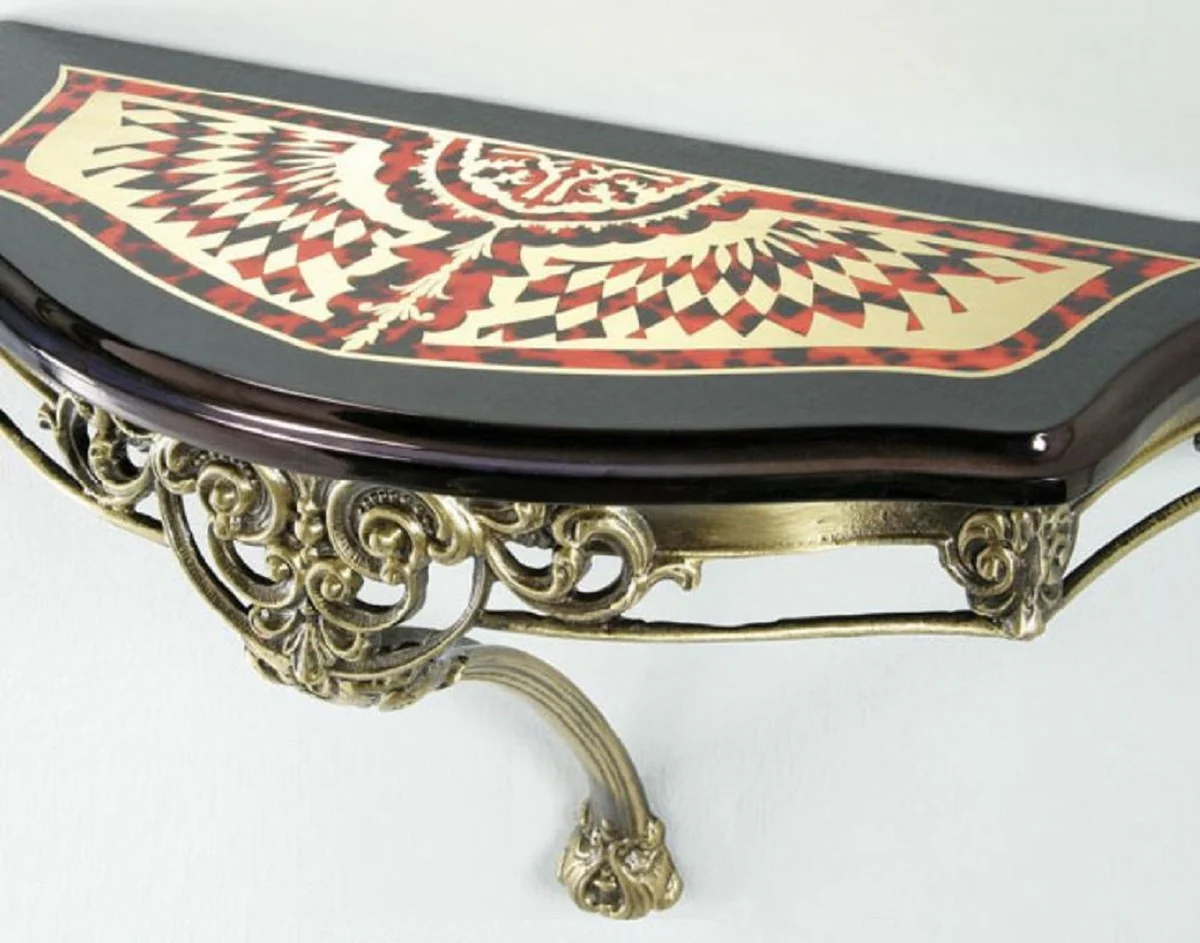Casa Padrino consola de pared barroco de lujo negro / rojo / oro / bronce 62 x 25 x A. 38 cm - Consola de decoraci¨®n de paredes en estilo barroco - Muebles Barrocos - Calidad de Lujo