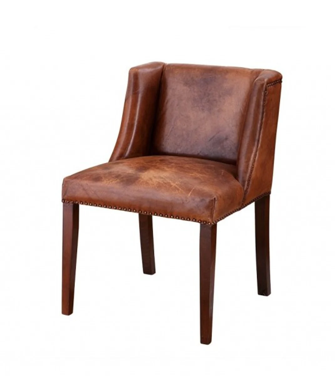 Casa Padrino silla de cuero de lujo de comedor Brown - muebles del hotel de lujo