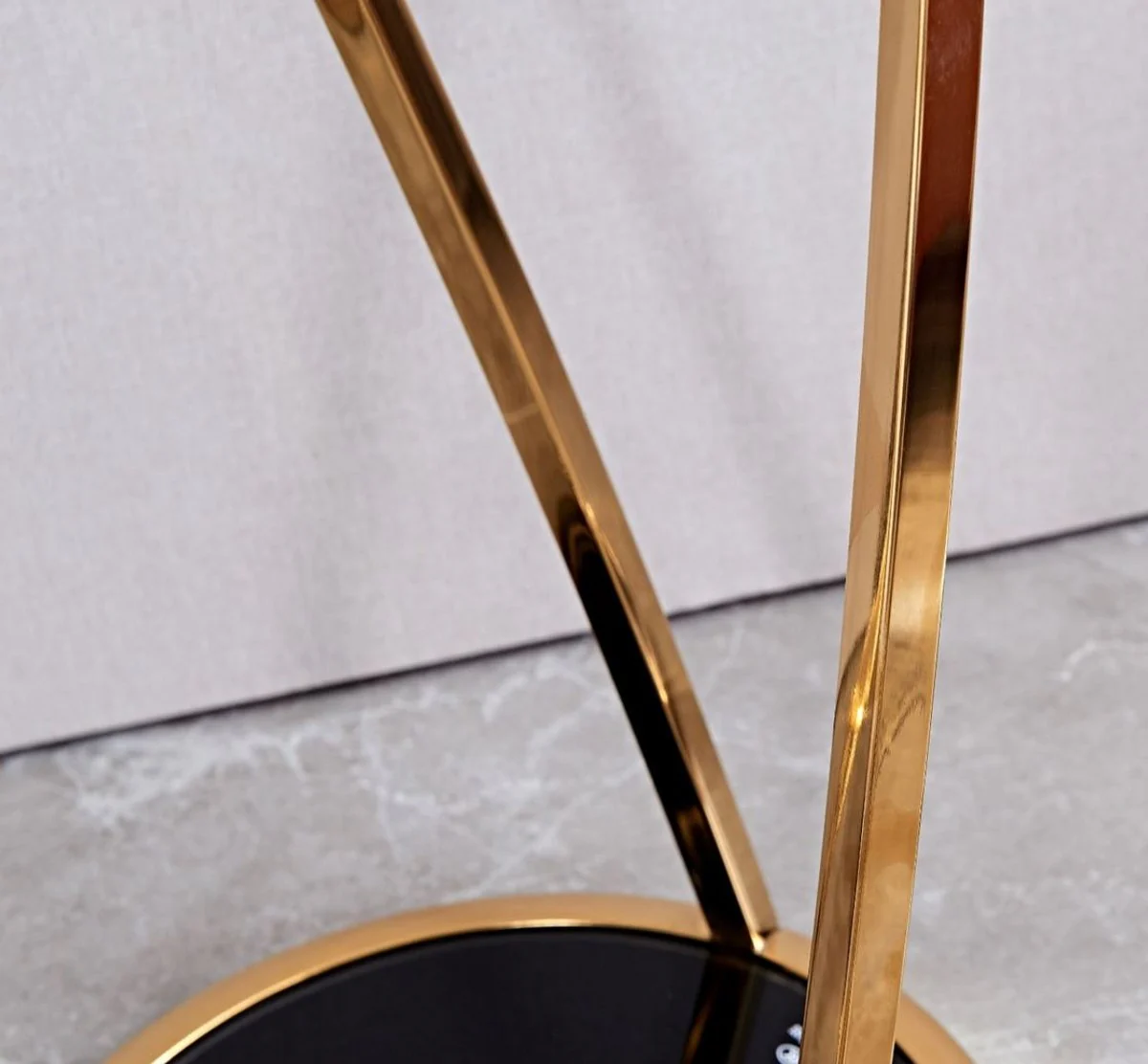 Casa Padrino mesa auxiliar de lujo oro / negro ? 35 x A. 70 cm - Mesa floral redonda de acero inoxidable con tapas de cristal tintado - Muebles de sal¨®n - Muebles de lujo