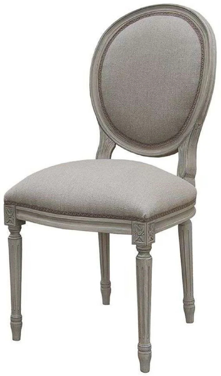 Casa Padrino conjunto de sillas de comedor medall¨®n barroco de lujo gris 48 x 50 x A. 95 cm - Sillas de comedor hechas a mano en estilo barroco - Muebles de comedor barrocos - Calidad de Lujo