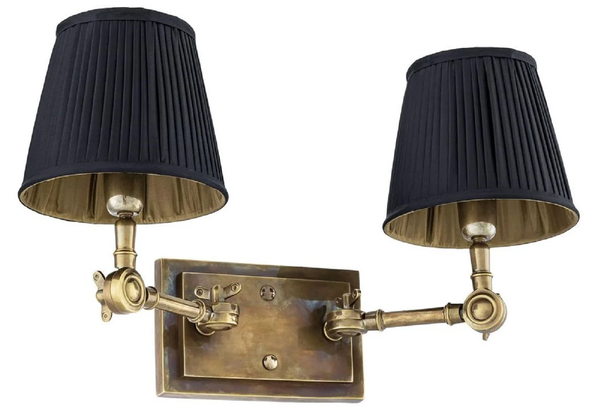 Casa Padrino lámpara de pared doble de lujo latón vintage / negro 33 x 25 x A. 25 cm - Noble aplique con brazos giratorios - Calidad de Lujo