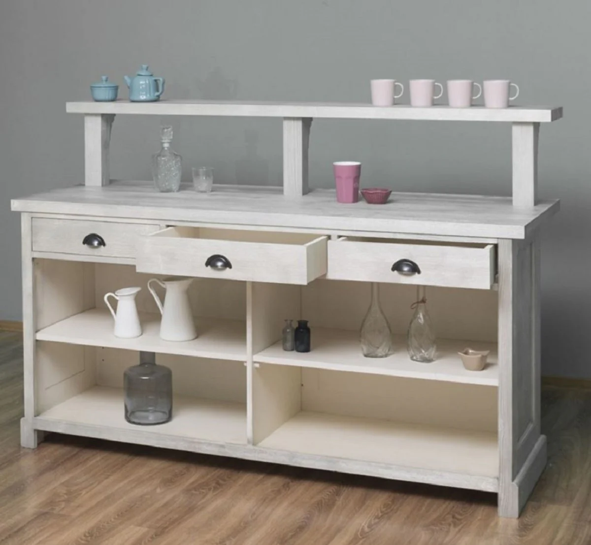 Casa Padrino barra de bar de estilo campestre gris 180 x 68 x A. 120 cm - Barra de bar de madera maciza - Muebles de bar de madera maciza - Muebles de bar en estilo campestre