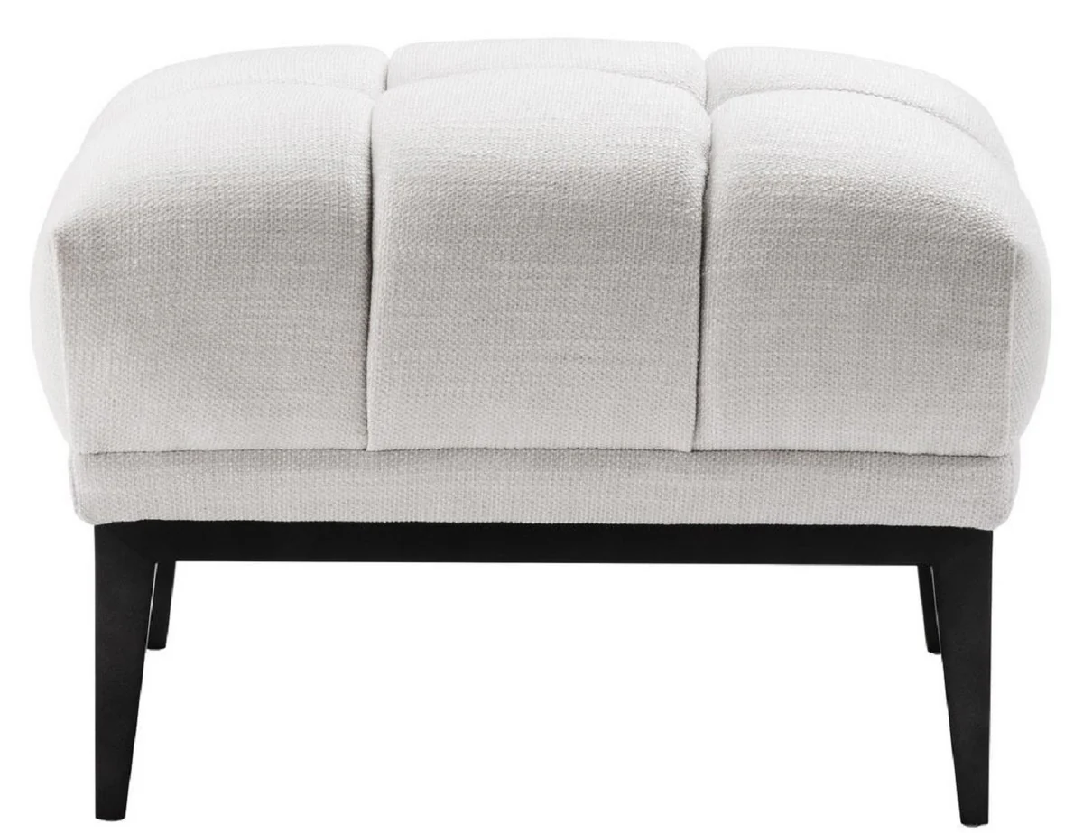 Casa Padrino taburete de pie de lujo blanco / negro 65 x 53 x H. 44 cm - Taburete Rectangular con Patas de Acero Inoxidable - Muebles de Sal¨®n