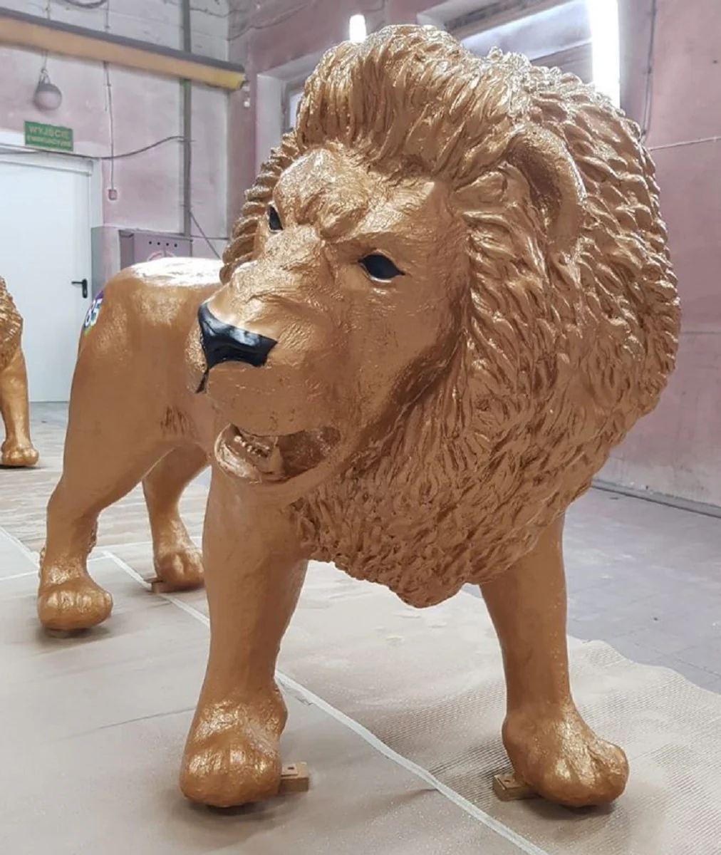 Casa Padrino escultura decorativa XXL le¨®n oro / negro 210 cm