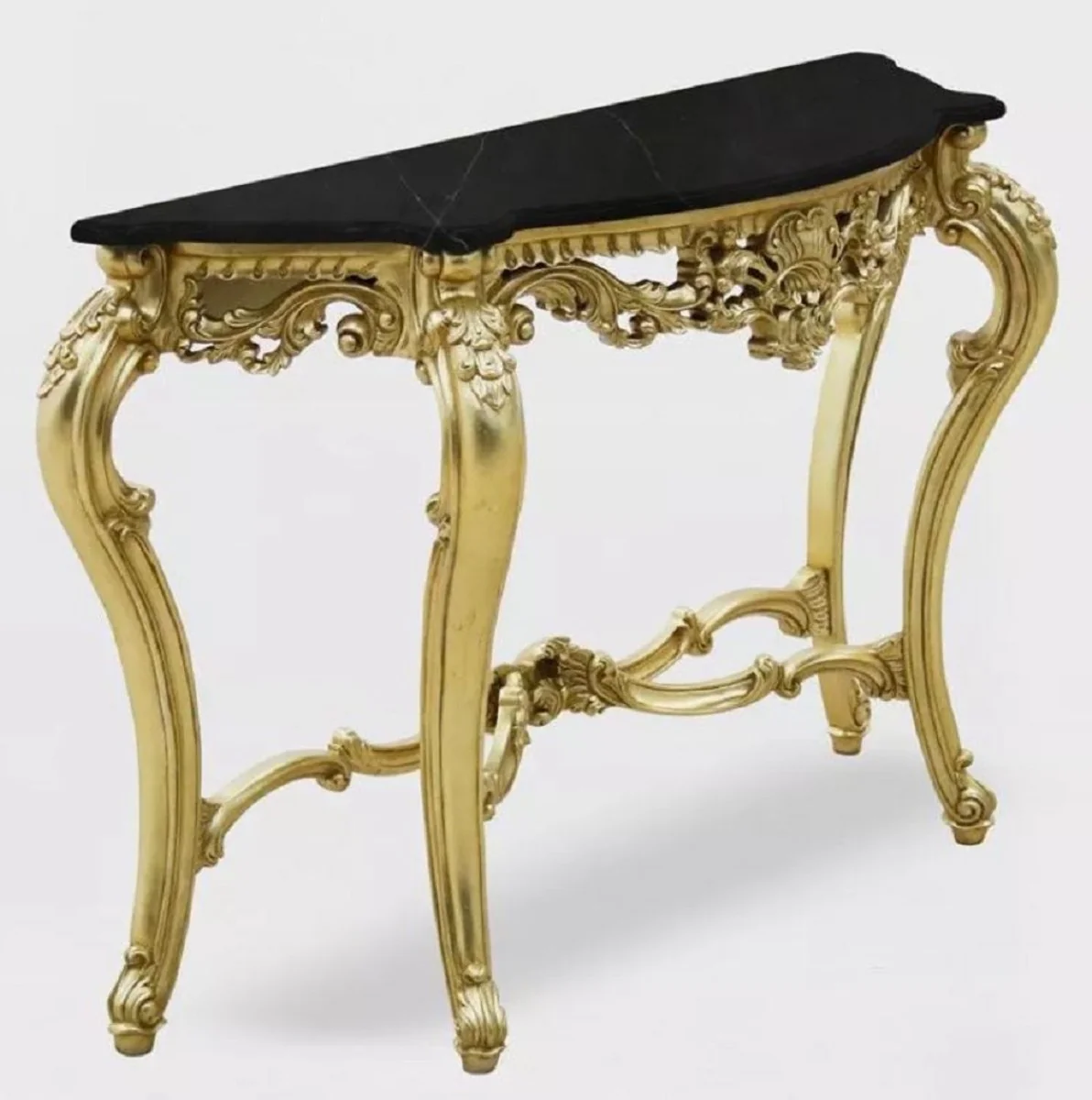Casa Padrino consola barroco de lujo oro / negro - Mesa consola hecha a mano de madera maciza con tapa de m¨¢rmol - Muebles de sal¨®n de lujo estilo barroco - Muebles barrocos - Interiores barrocos