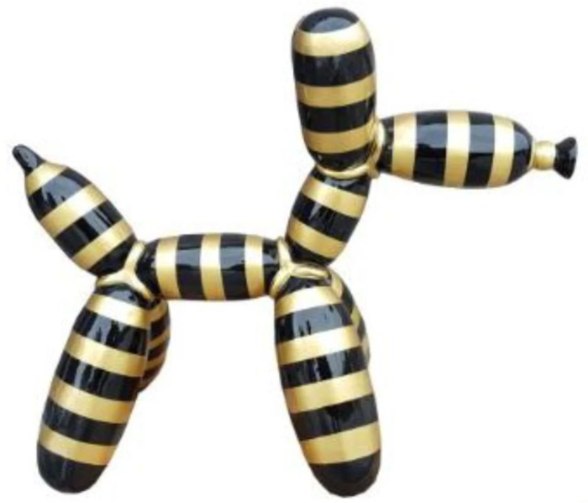 Casa Padrino escultura de decoración de diseño globo perro negro / oro rayas 62 x A. 57 cm - Figura animal decorativa - Figura decorativa resistente a la intemperie