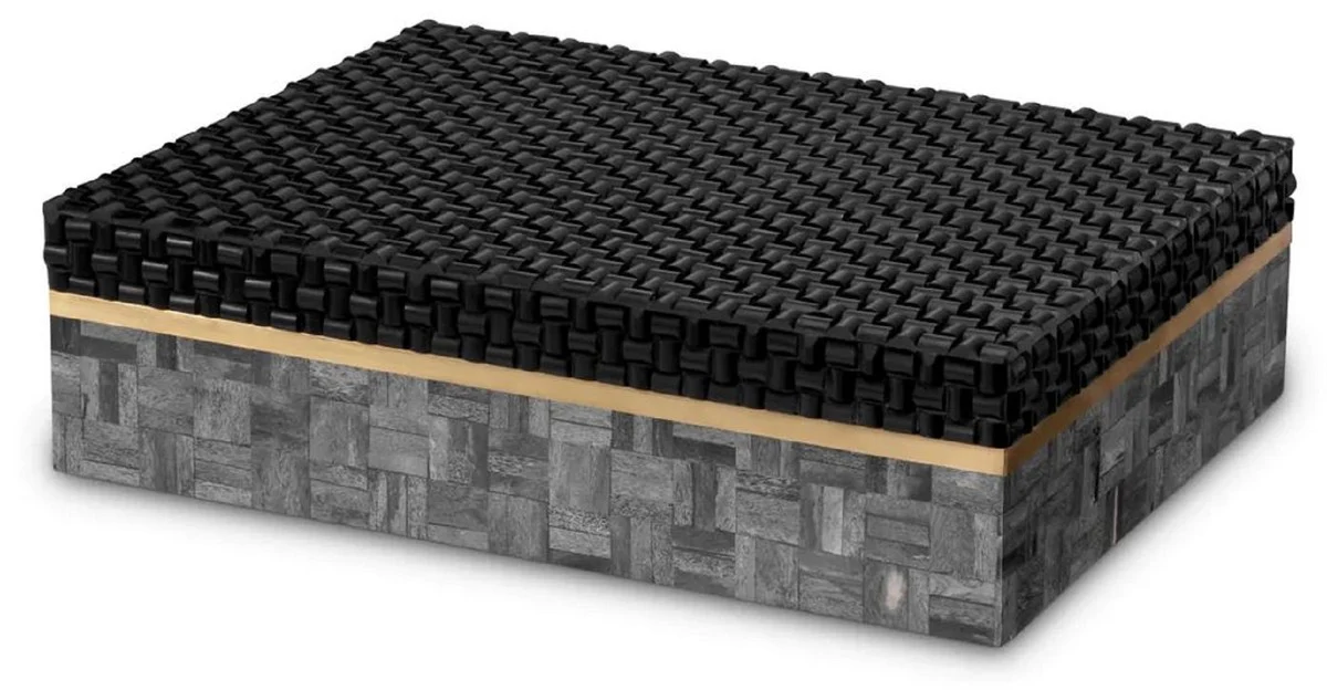 Casa Padrino Caja de Joya de Lujo Gris / Negro / Latón Vintage 40 cm