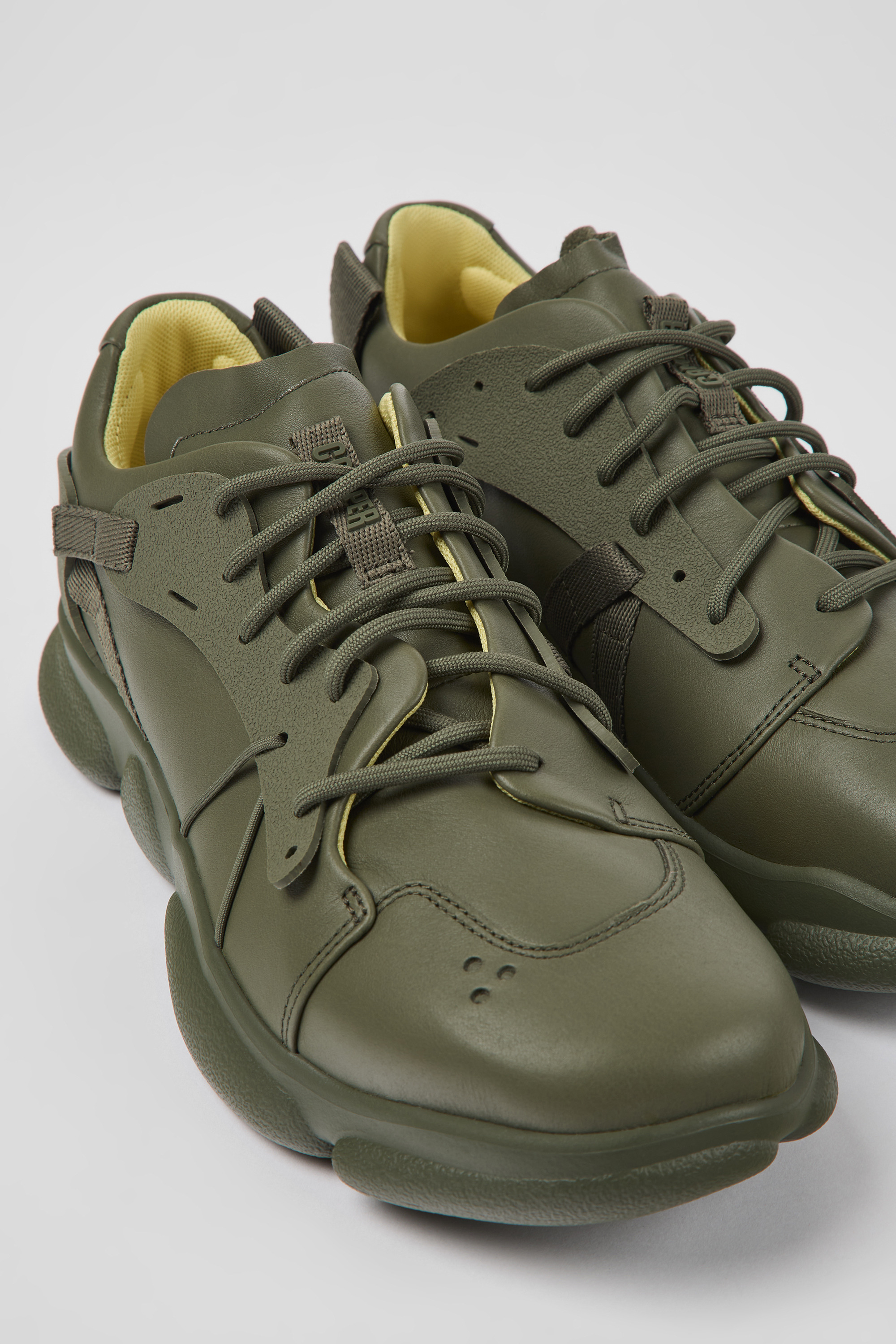 Karst - Green leather and textile sneakers for men