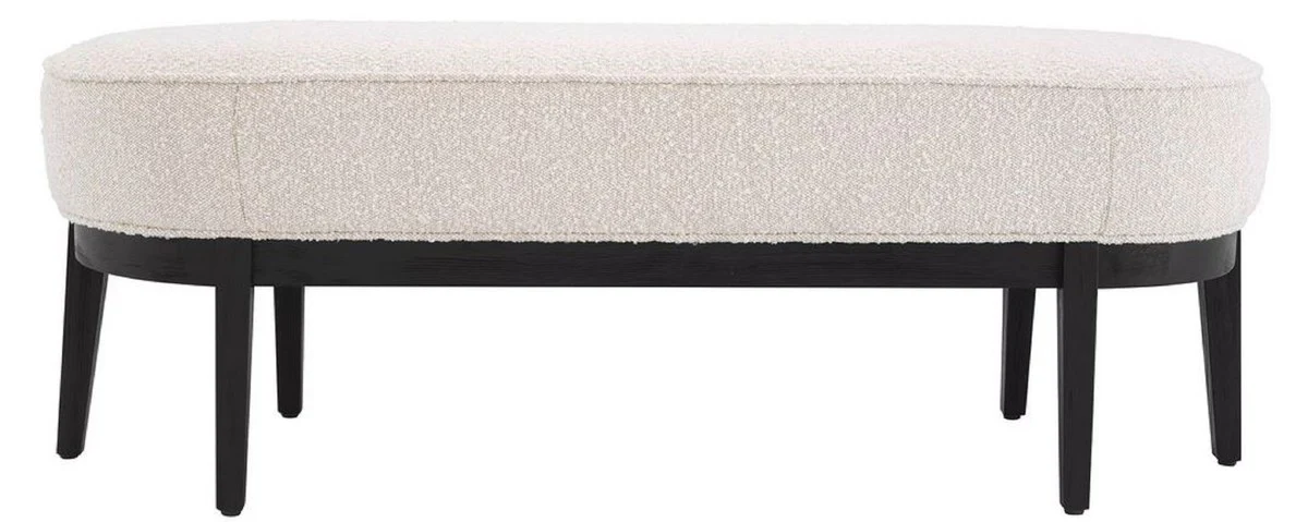 Casa Padrino banco de lujo crema / negro 132 x 45 x A. 47 cm - Banco de sal¨®n tapizado - Muebles de Sala de Estar - Muebles de Hotel - Colecci¨®n de Lujo