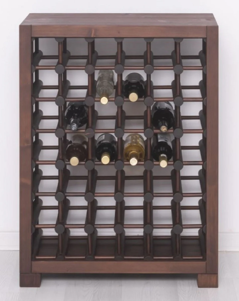 Casa Padrino armario de vino de madera maciza de estilo campestre marr¨®n / negro 68 x 35 x A. 68 cm - Estante de vino de madera maciza en estilo campestre - Mueble bar de estilo campestre