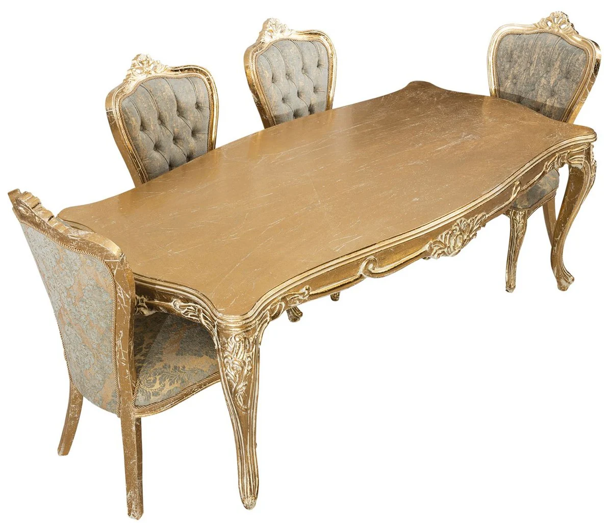 Casa Padrino mesa de comedor barroco de lujo oro antiguo - Mesa de cocina rectangular de estilo barroco - Muebles de comedor barrocos de lujo - Muebles de comedor barrocos