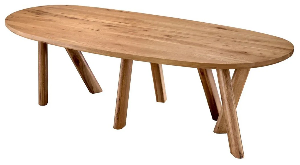 Casa Padrino mesa de comedor de lujo marr¨®n 259 x 109 x A. 76,5 cm - Mesa de cocina ovalada con tablero de roble macizo - Muebles de comedor - Muebles de cocina - Muebles de lujo