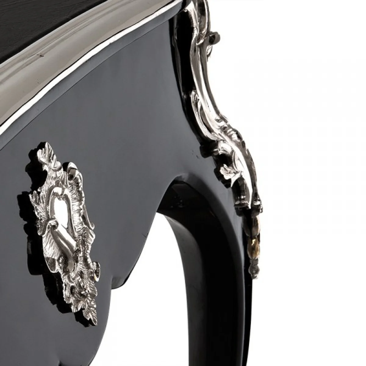 Casa Padrino Luxury baroque desk Black high-gloss silver secretary