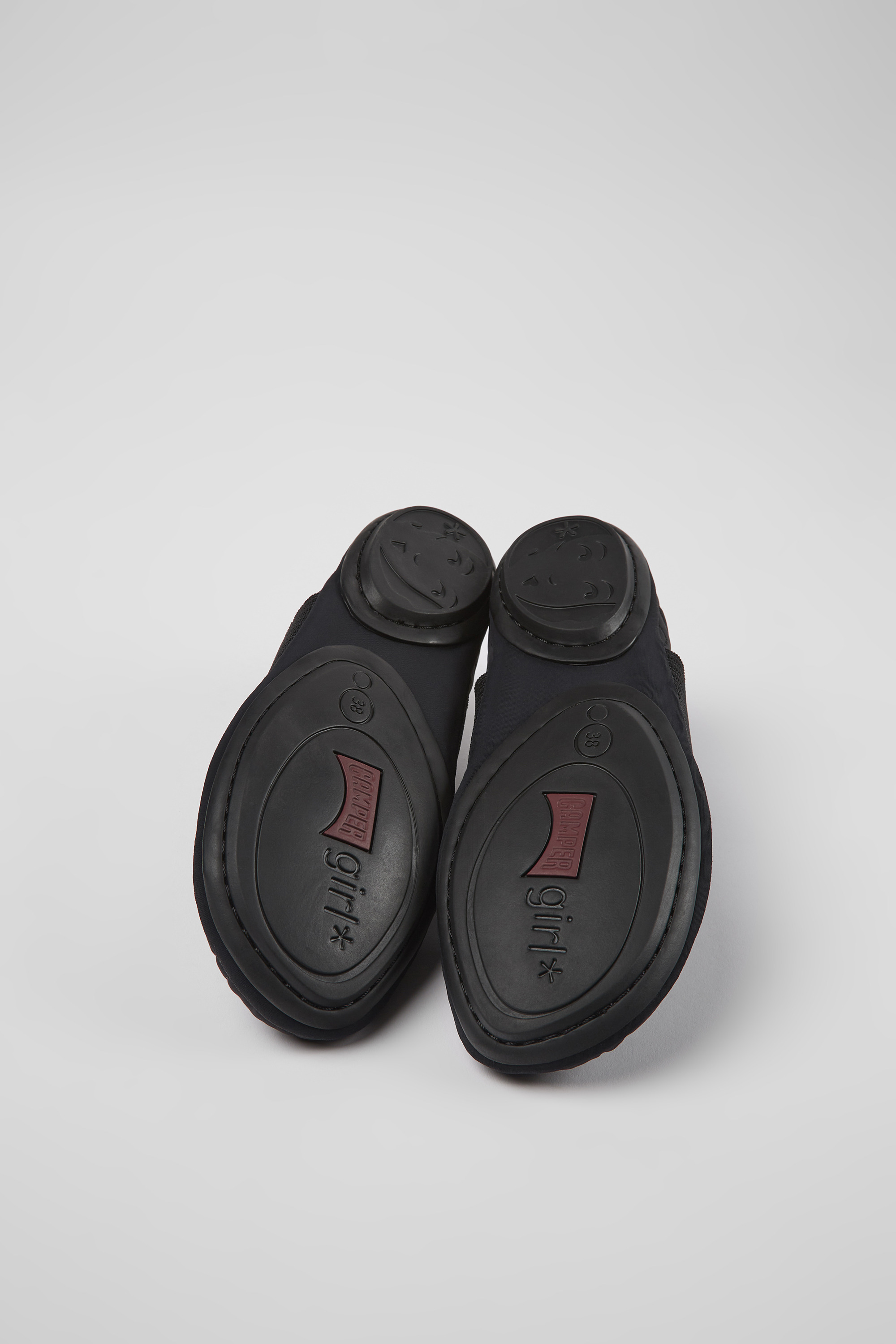 Right - Black textile ballerinas for women