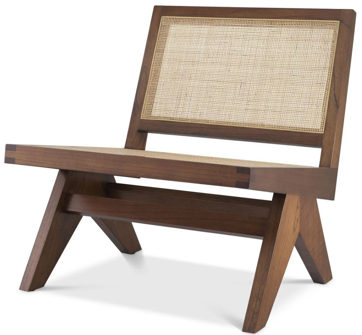 Casa Padrino sill¨®n de sal¨®n de lujo marr¨®n / natural 69,5 x 74 x A. 76 cm - Sill¨®n de madera maciza con tejido de rat¨¢n - Muebles de Lujo