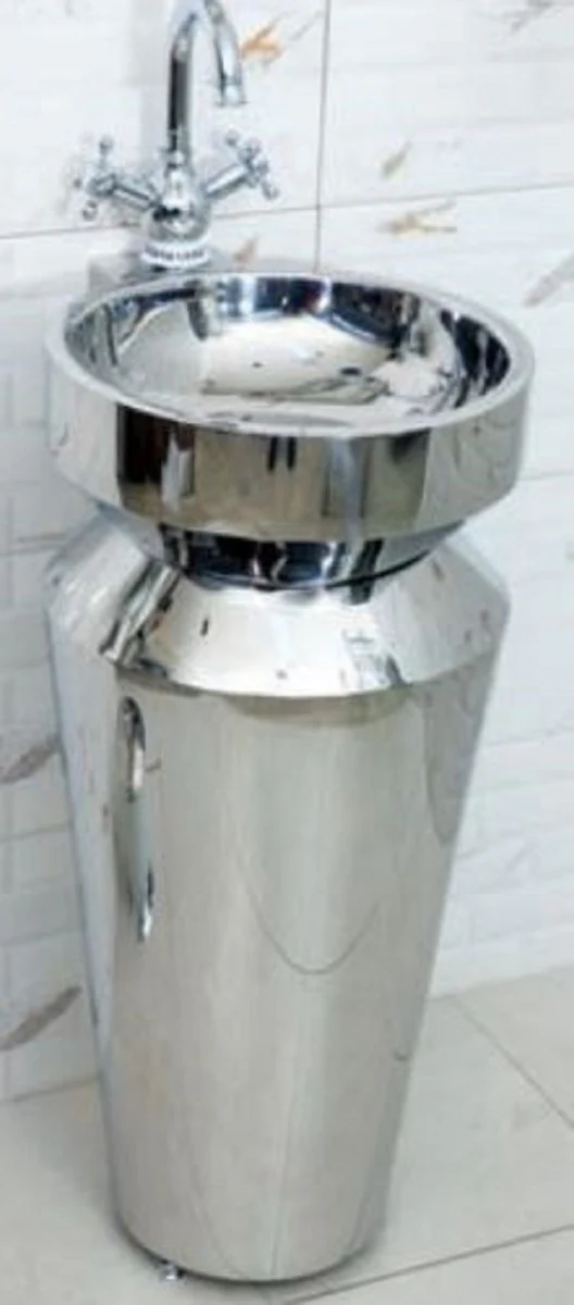 Casa Padrino lavabo de lujo de acero inoxidable plata 40 x A. 86 cm - Mueble de baño plateados - Colección Hotel & Restaurant - Calidad de Lujo