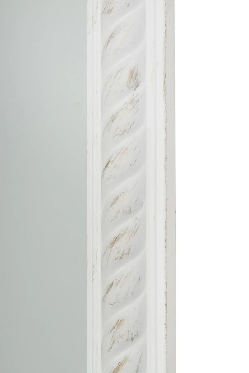 Espejo blanco Barroco Casa Padrino blanco con hermoso marco de cord¨®n blanco antiguo H. 180 cm - hecho a mano