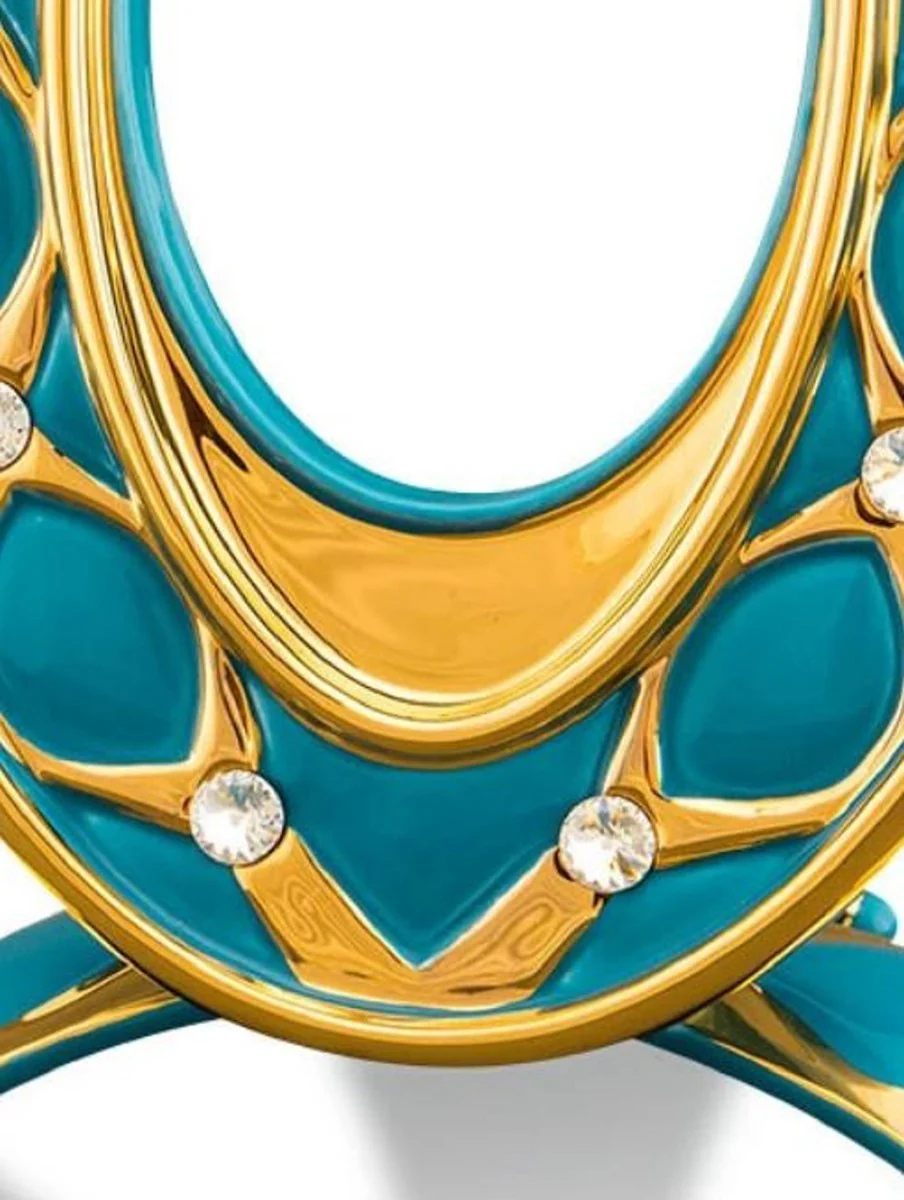 Casa Padrino marco de imagen barroco turquesa / oro 26 x 16 x H. 36 cm - Magnífico Marco de Cerámica con Cristal de Swarovski