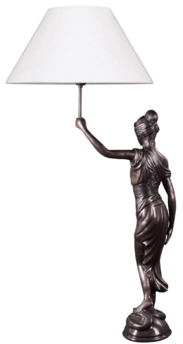 Casa Padrino lámpara de mesa con figura de bronce Justitia bronce / blanco 55 x 48 x H. 105 cm - Lámpara de Mesa Hotel & Restaurant