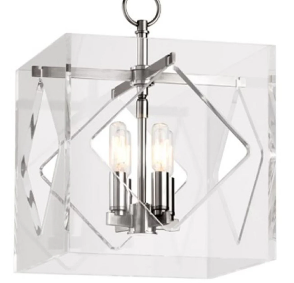 Casa Padrino lámpara colgante de lujo plata 30,5 x 30,5 x H. 40,7 cm - Lámpara Colgante en Forma de Cubo