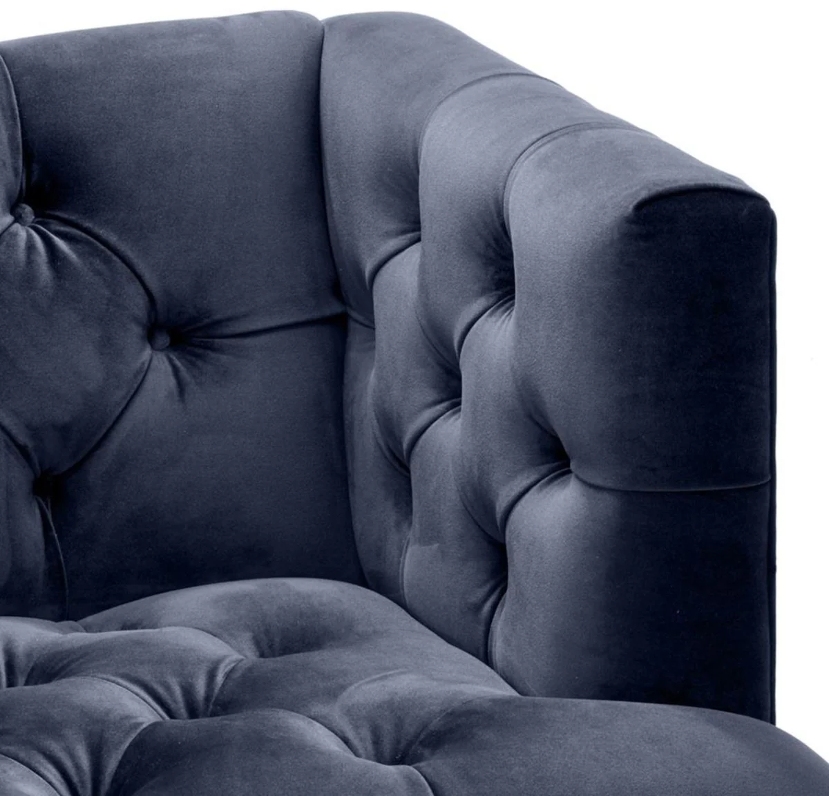 Casa Padrino sillón de lujo para sala de estar azul medianoche / negro / latón 93 x 85 x H. 79 cm - Muebles Chesterfield