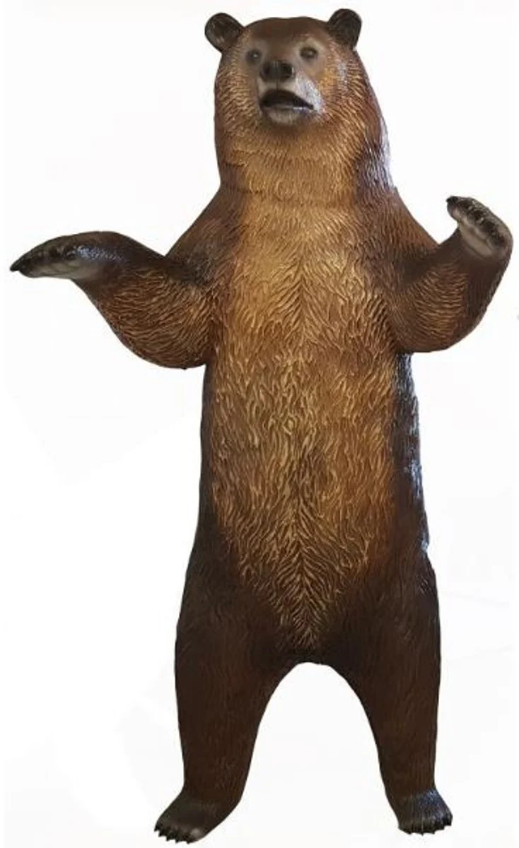 Casa Padrino escultura decorativa oso marrón / negro 118 x A. 240 cm - Figura Animal Decorativa de Tamaño Natural - Figura Decoración de Jardín Resistente a la Intemperie