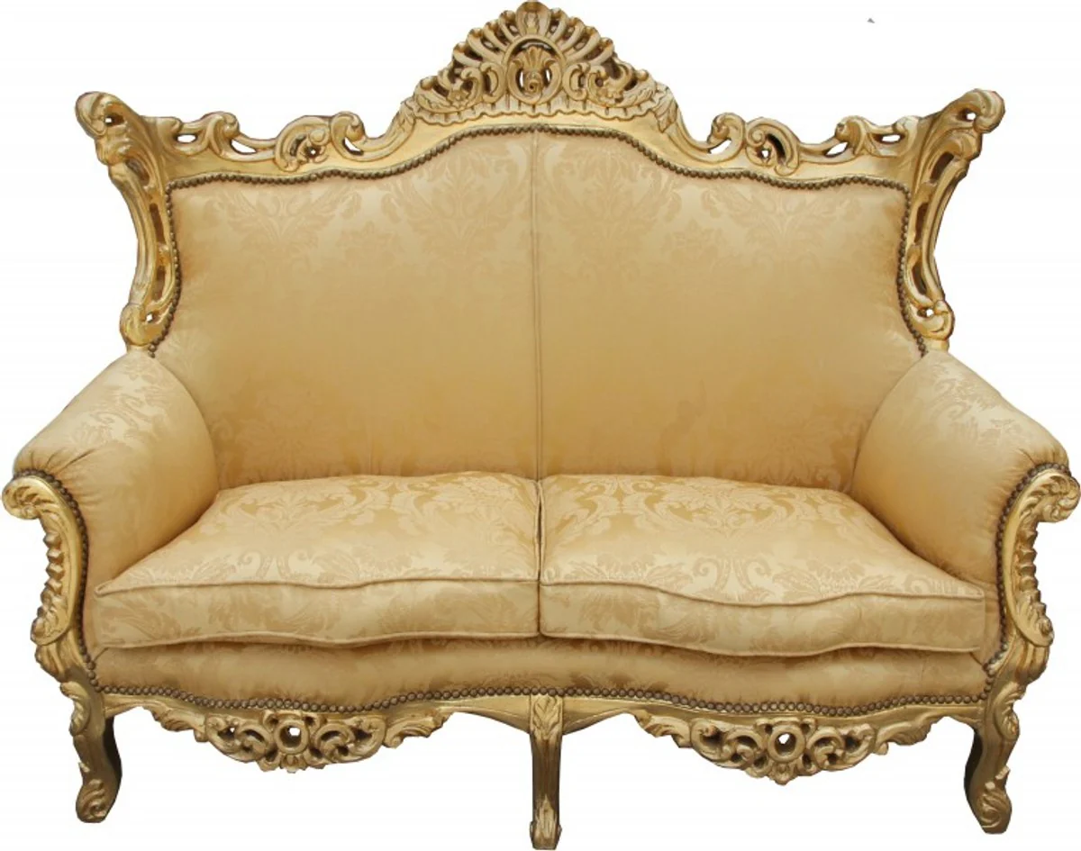 Casa Padrino Baroque 2 seater Master Gold Flower Pattern / Gold 2 Mod - living room couch furniture Lounge