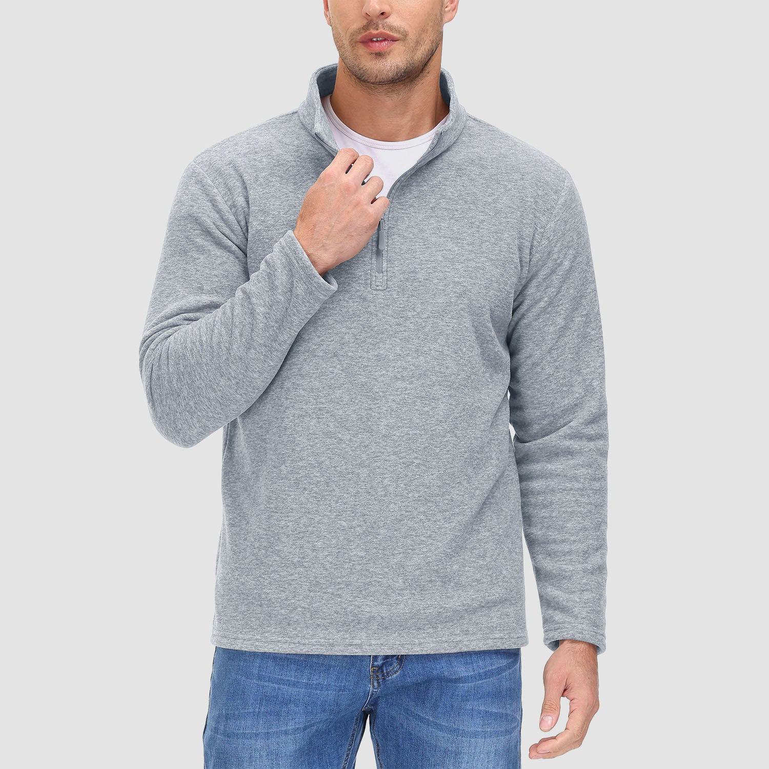 Men's Shirt 1/4 Zip Fleece Pullover Sweater Long Sleeve Sweatshirts Athletic Shirt