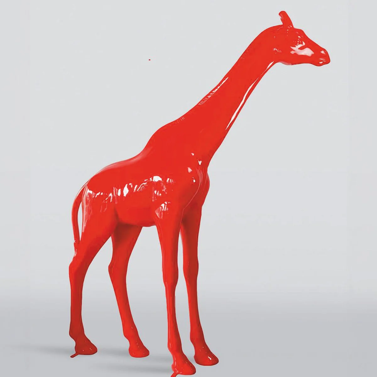 Casa Padrino escultura decorativa XXL jirafa rojo A. 320 cm - Figura decorativa de jard¨ªn enorme