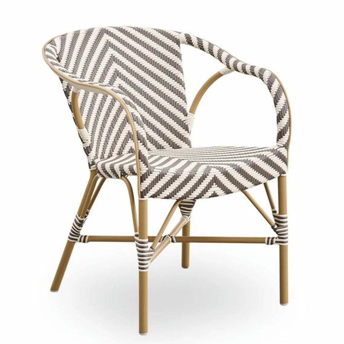 Casa Padrino Silla de Jard¨ªn de Lujo con Reposabrazos Marfil / Marr¨®n / Beige - Muebles de Jard¨ªn