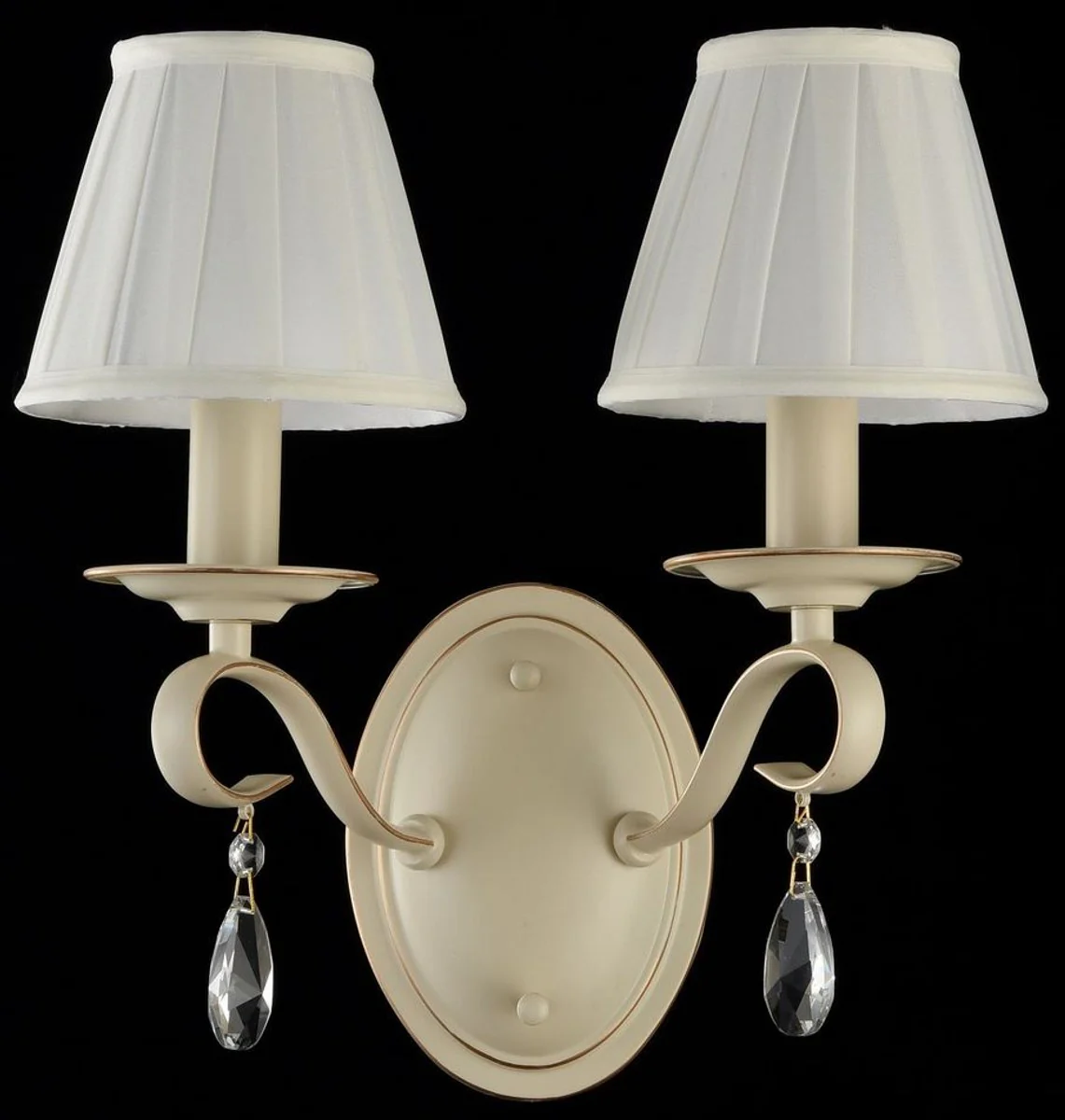 Casa Padrino baroque style crystal wall lamp cream / gold 33 x 20 x H. 35 cm - Baroque Furniture