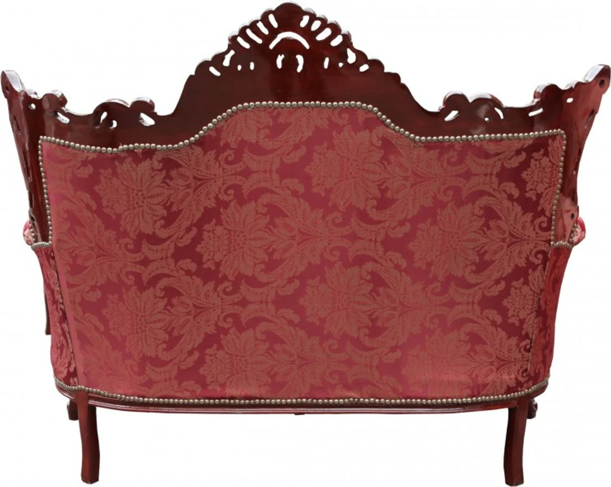Casa Padrino Baroque 2-seater Master Bordeaux Pattern / Brown Red - living room couch furniture Lounge