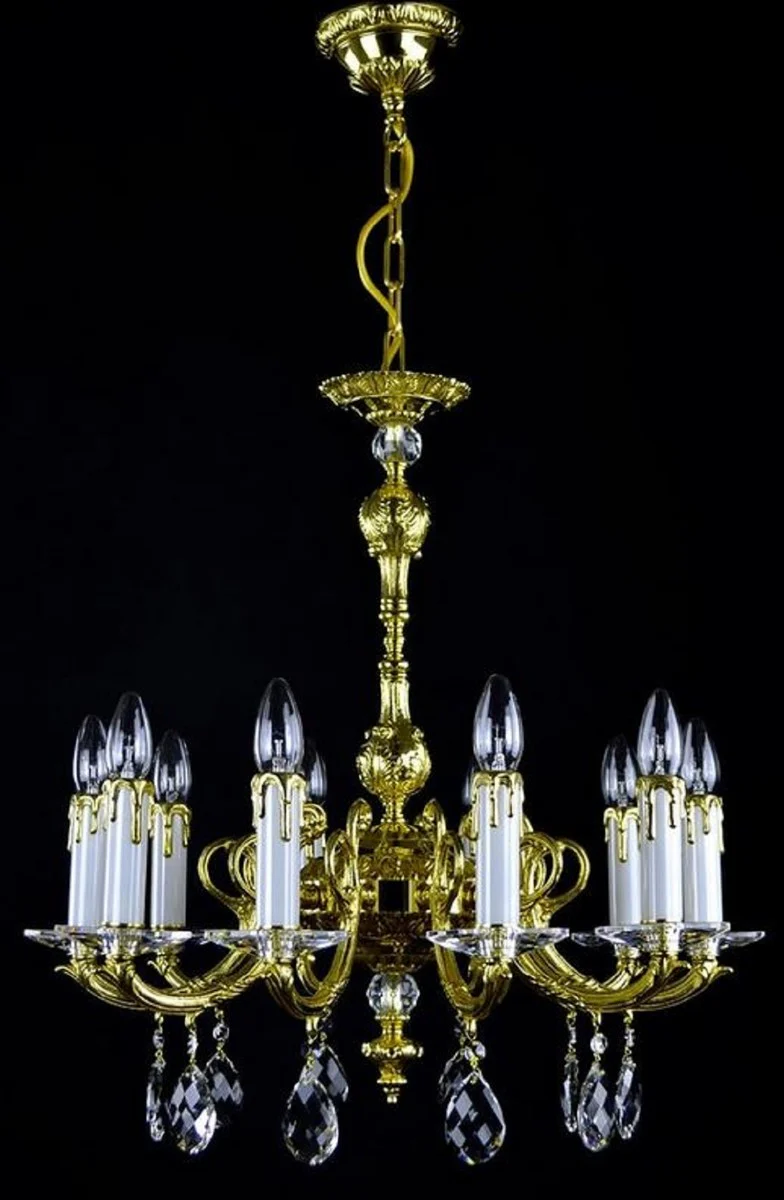 Casa Padrino araña de luces barroco de lujo oro Ø 60 x A. 61 cm - Magnífica lámpara de araña con cristal de Bohemia - Noble & Magnífica