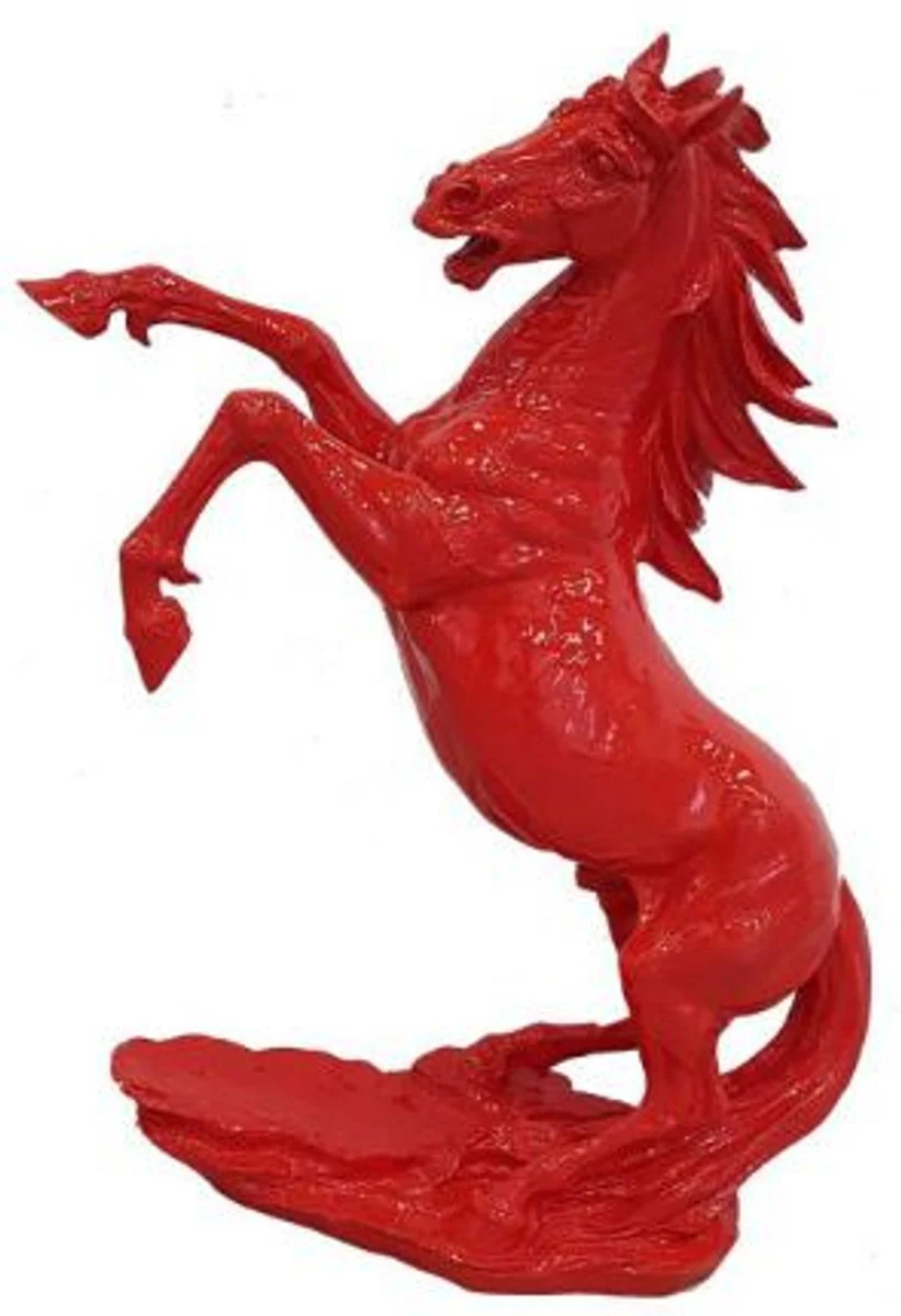 Casa Padrino figura decorativa de diseño Caballo Salvaje rojo A. 92 cm - Escultura de decoración resistente a la intemperie - Decoración de salón - Decoración de jardín - Decoración de diseño