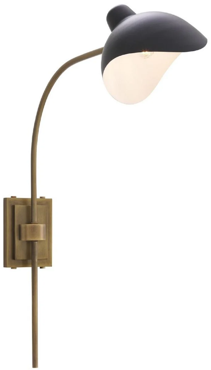 Casa Padrino lámpara de pared de diseño latón antiguo / negro 19,5 x 67 x A. 70 cm - Lámpara de pared elegante de estilo años 50 - Colección de Lujo