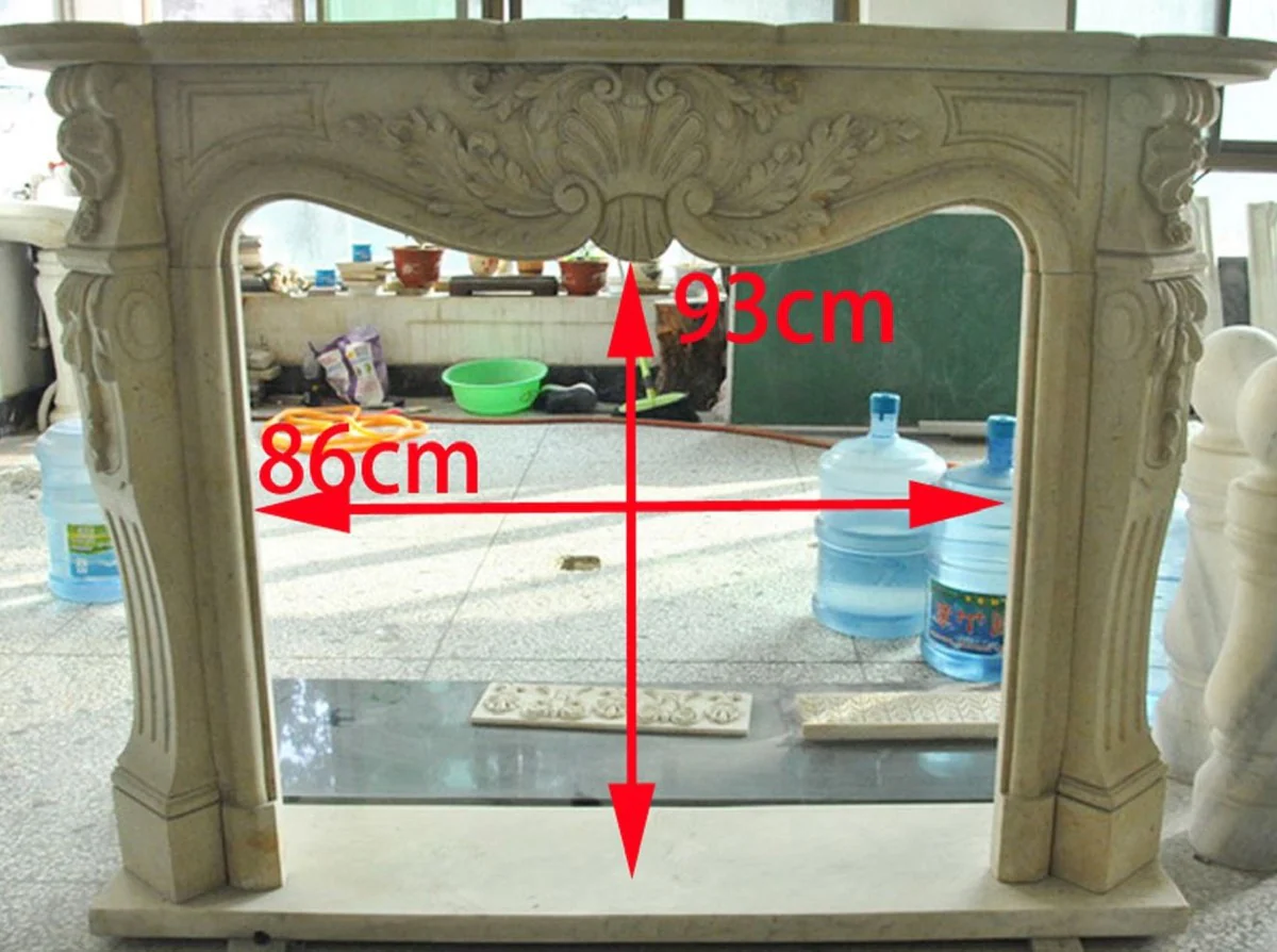 Casa Padrino marco de chimenea barroco de lujo beige 150 x 30 x A. 120 cm - Magn¨ªfico marco de chimenea de m¨¢rmol de alta calidad - Accesorios decorativos en estilo barroco