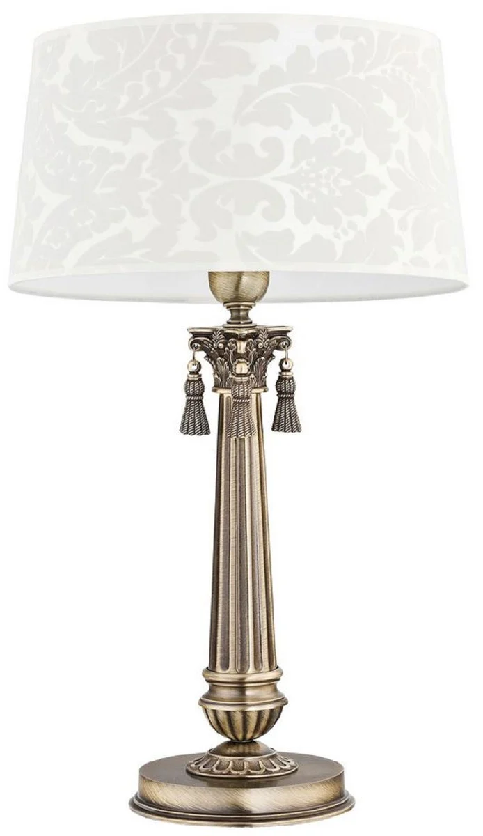 Casa Padrino l¨¢mpara de mesa barroco de lujo lat¨®n con p¨¢tina / blanco ? 32 x A. 53 cm